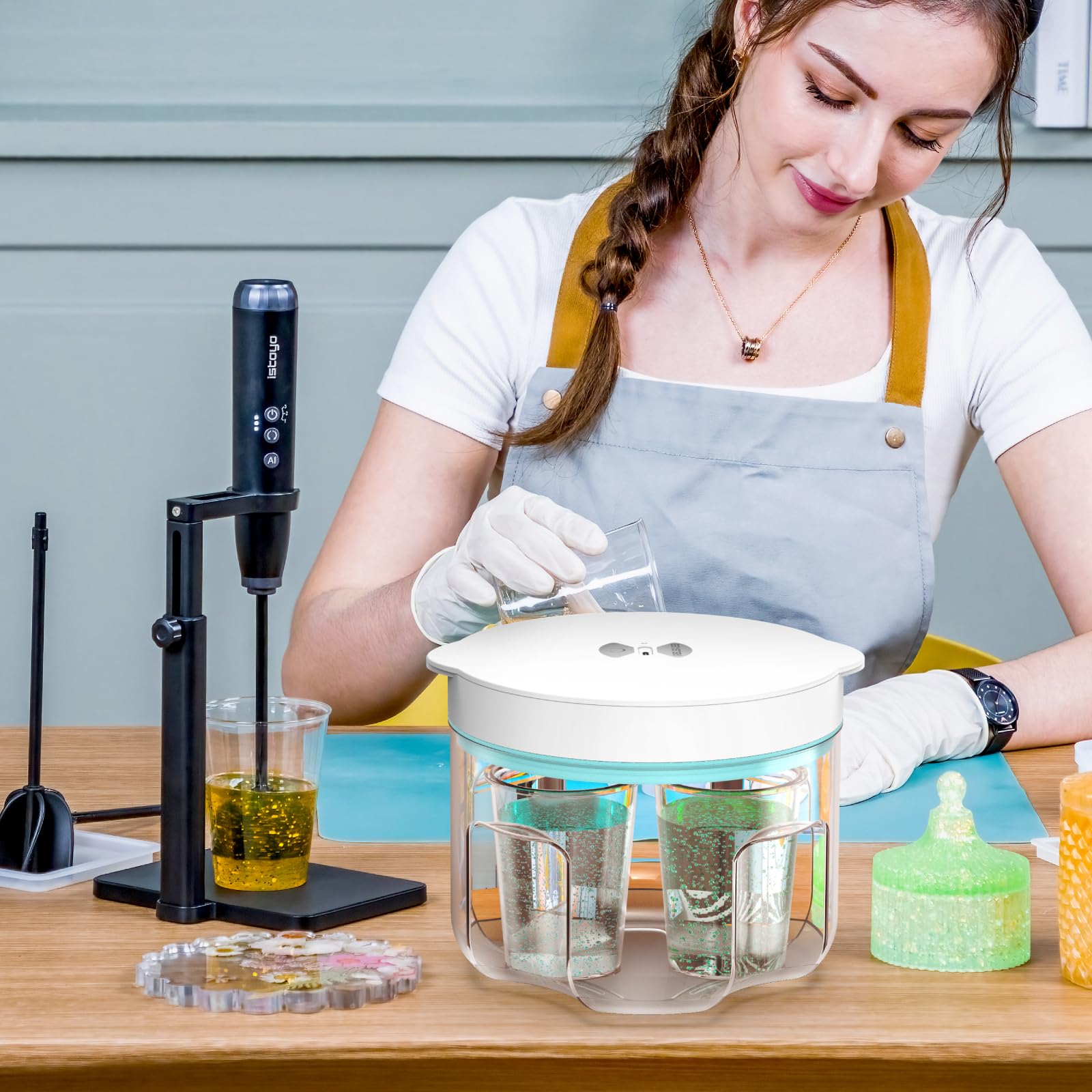 ISTOYO Rimozione bolla in resina, rimuovere il 99% della bolla in 8 minuti, 95kPa vuoto resina epossidica senza aria per resina epossidica, resina UV, stampi in silicone, fai da te, creazione di