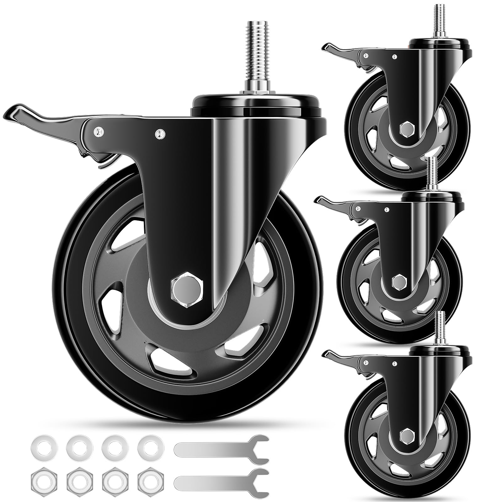 Heavy Duty 4 Inch Stem Casters - Set of 4 -13 Heavy Duty 4 Inch Stem Casters - Set of 4 -13
