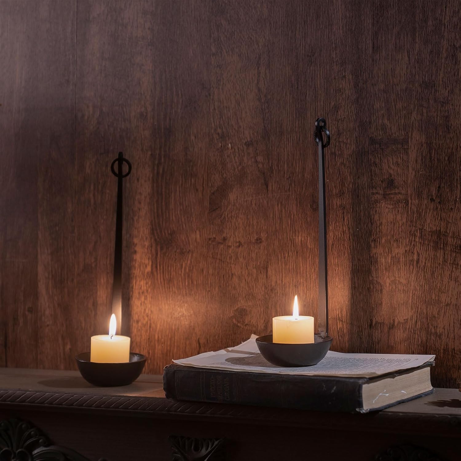 Aimto Wall Sconce Candle Holder Metal Hanging Wall Decorations for Home,Living Room, Bathroom, Dining Room, Set of 2（Black