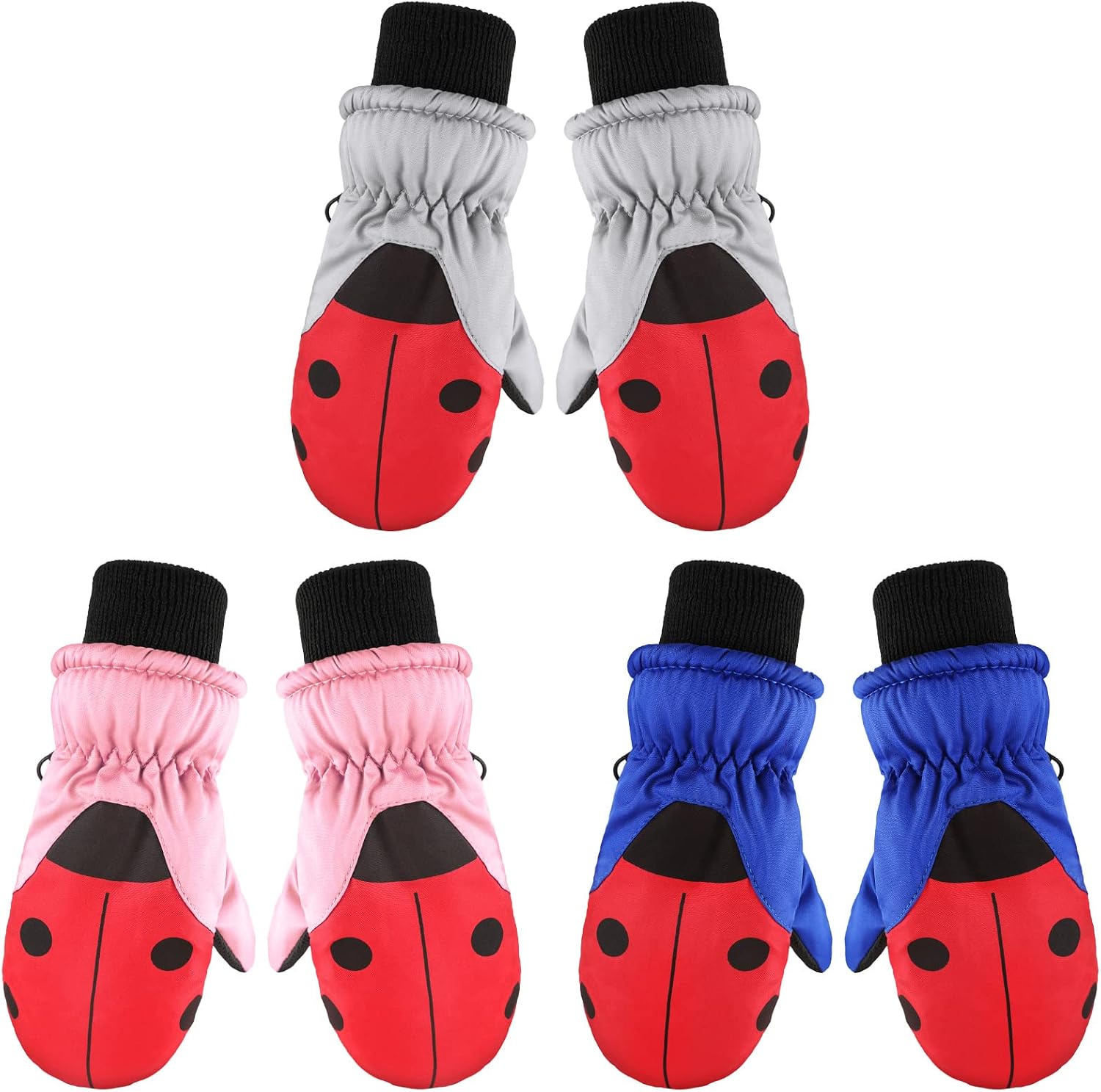 SATINIOR 6 Pairs Kids Winter Snow Mittens - Waterproof Warm Ski Gloves For Cold Weather