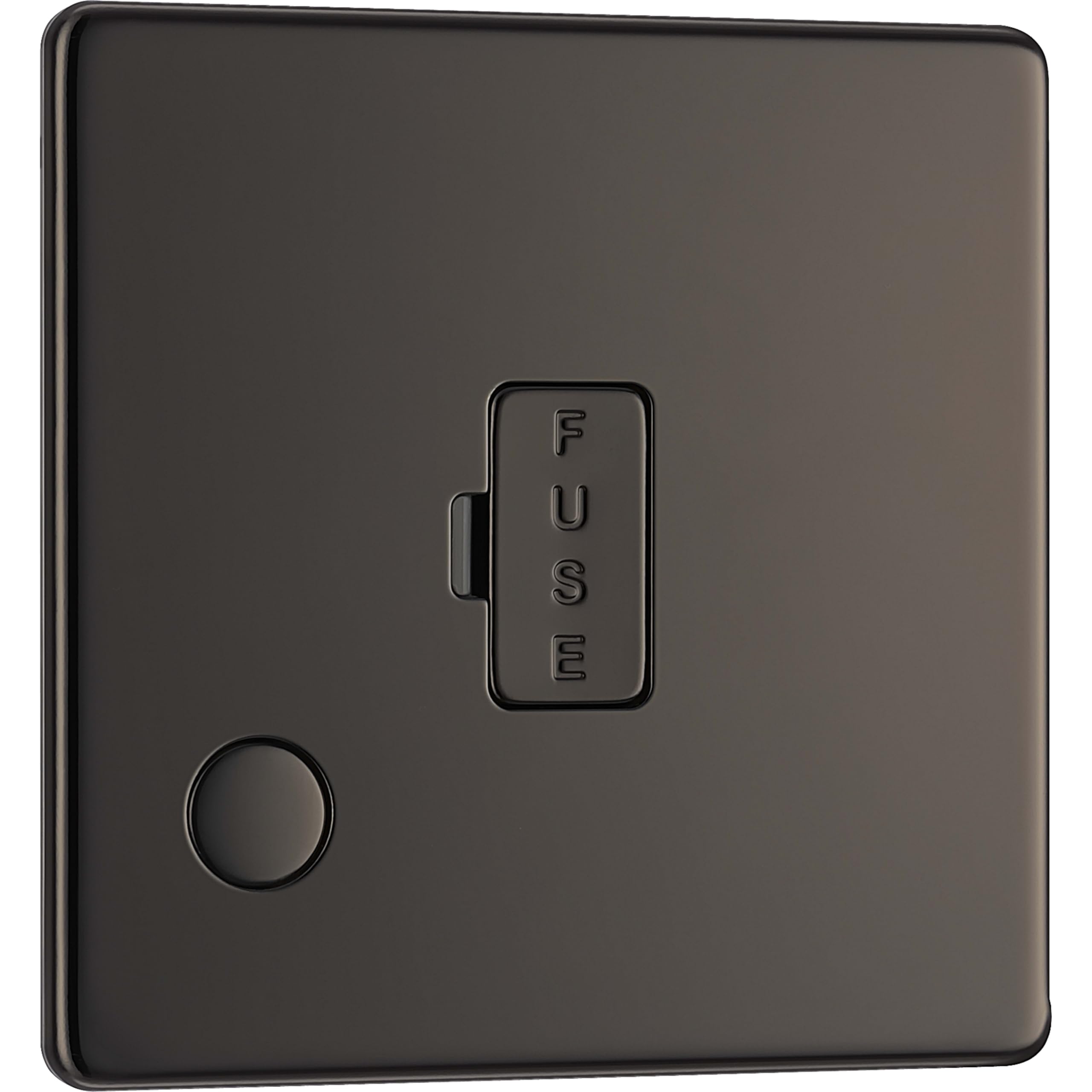 BG Electrical Unswitched Fused Spur Connection Unit with Flex Outlet, Double Pole, Screwless Front Plate, Slim Profile, Premium Flatplate, Black Nickel, 13A, FBN55