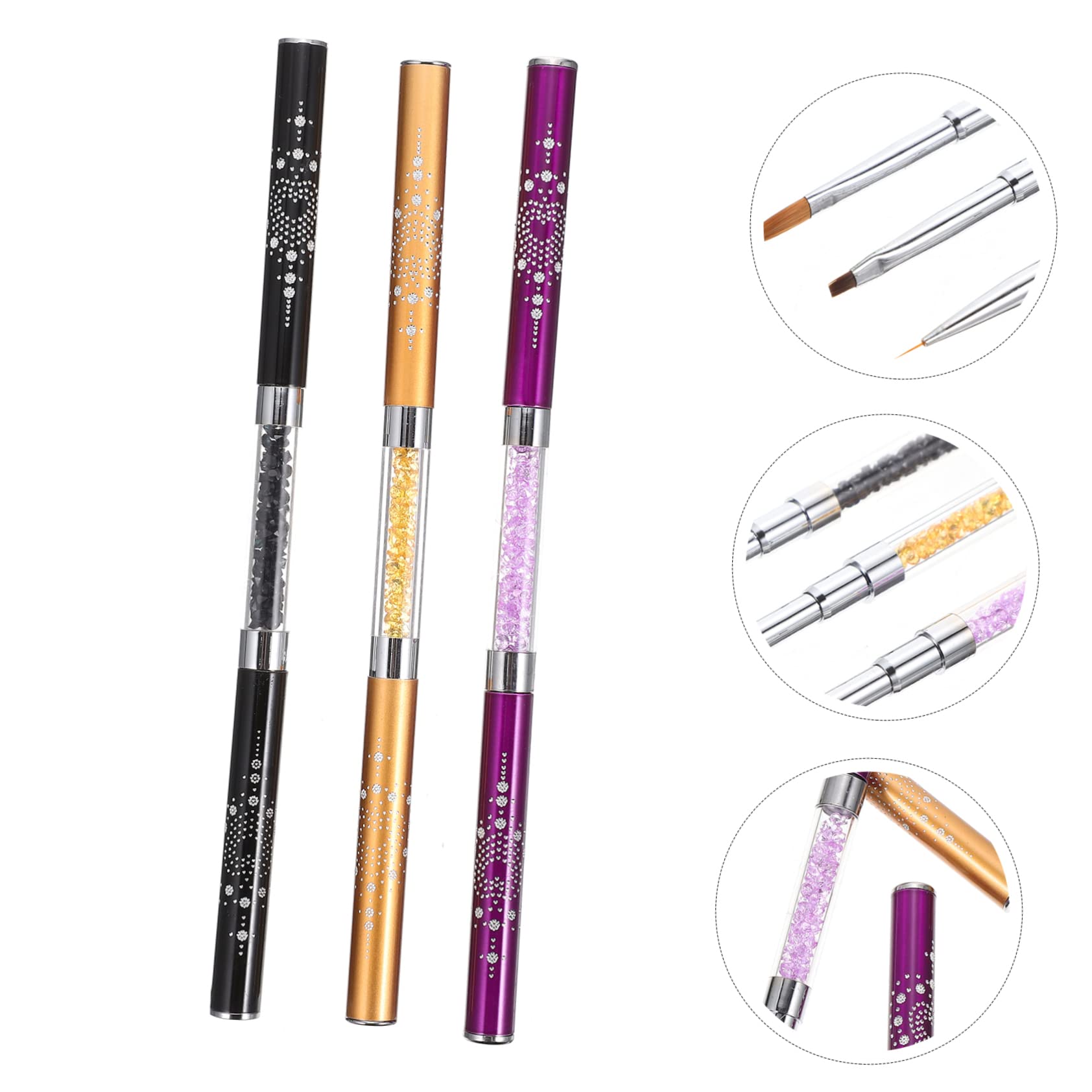 Healeved 9pezzi Pennelli Per Nail Art Design Elegante e Doppio Estremità Accessori Manicure Per Disegni e Decorazioni Unghie