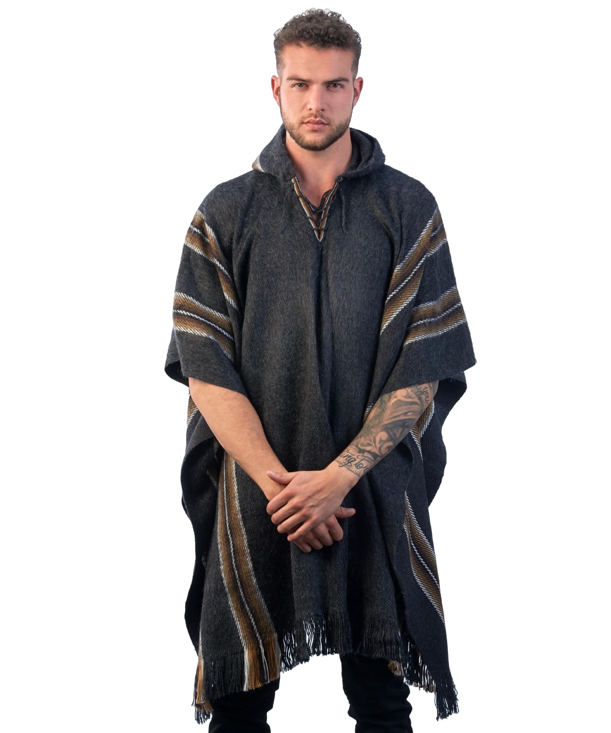 Alpaca Hooded Poncho for Men - INTI ALPACA