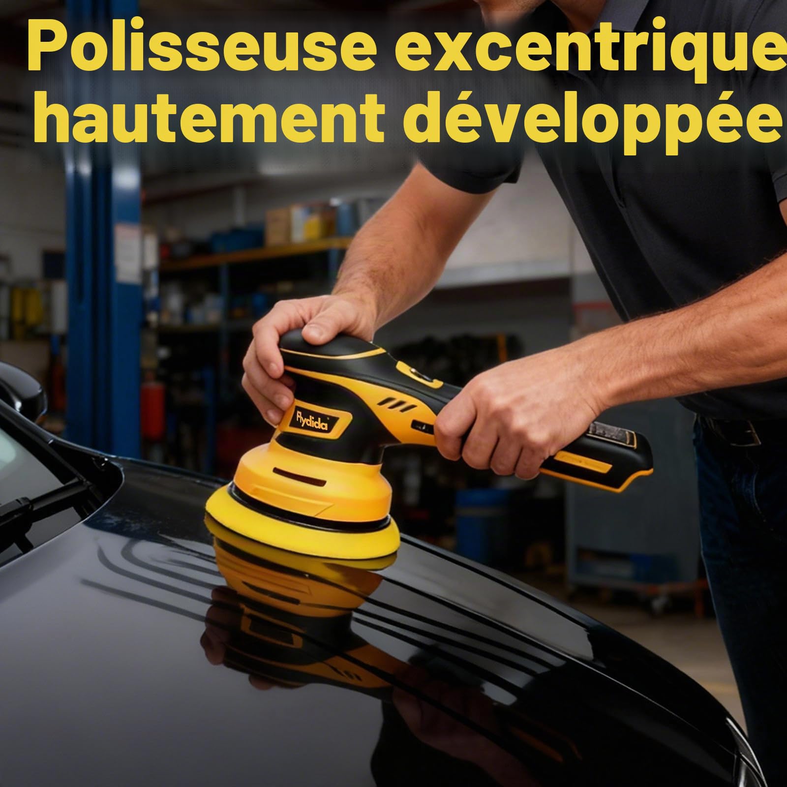 Polisseuse sans fil pour voiture avec 1 batterie de 20 V 4000 mAh, 6 vitesses variables, 2500-5000 tr/min, kit de polissage de 20 pièces pour l'entretien des détails de la voiture et l'élimination des