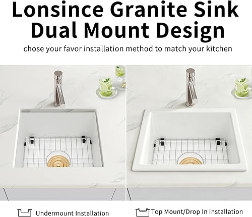 Miniatura 2 de Lonsince Fregadero de barra, fregadero de barra bajo montaje de 16 x 18 pulgadas, fregadero pequeño para RV, fregadero de barra pequeña, fregadero