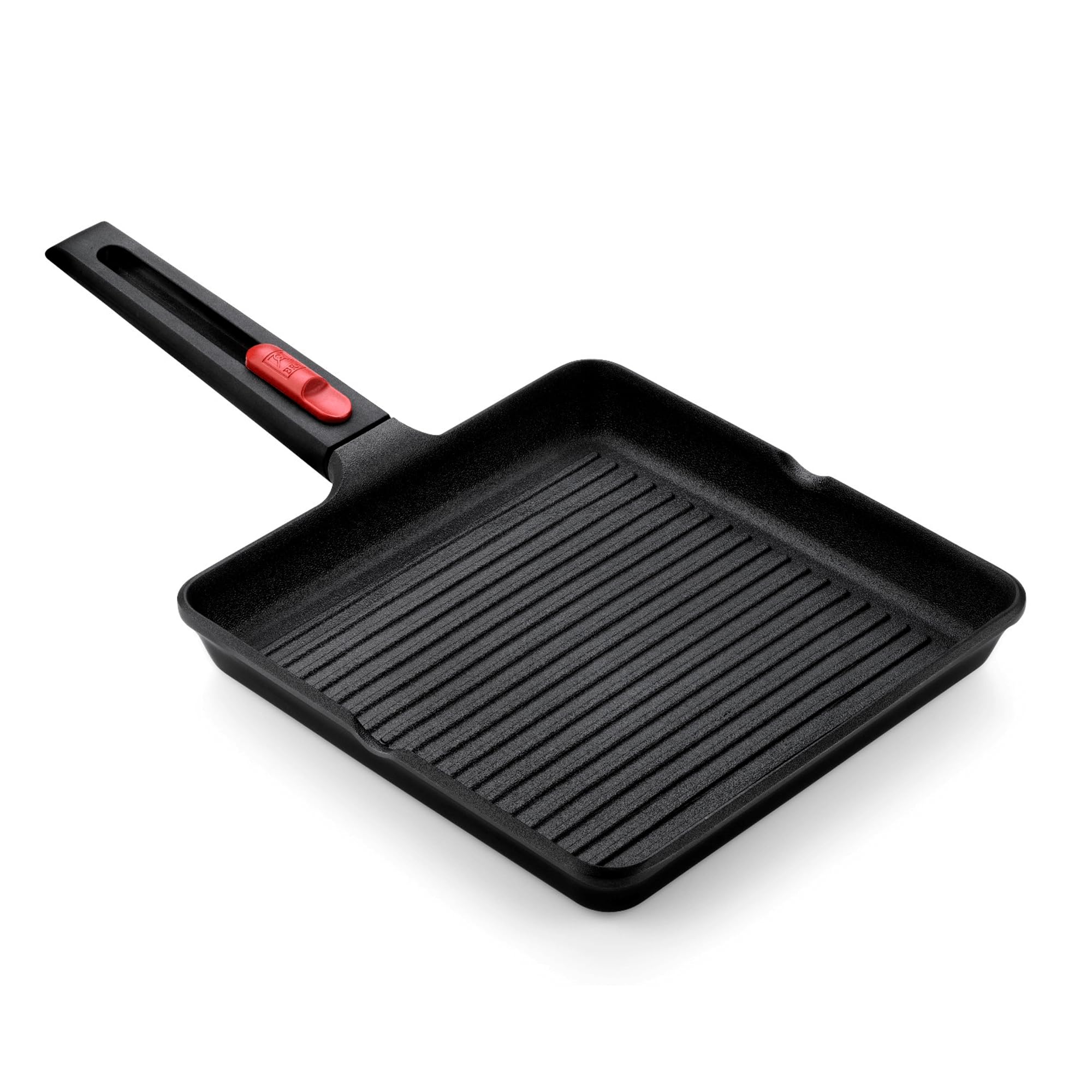 Bra Black Infinity Non Stick Aluminium Grill Pan - Ribbed (28Cm). Induction Pans Non Stick With Detachable Handle. Grill Pan For Induction Hob, Griddle Pan Teflon Pan.