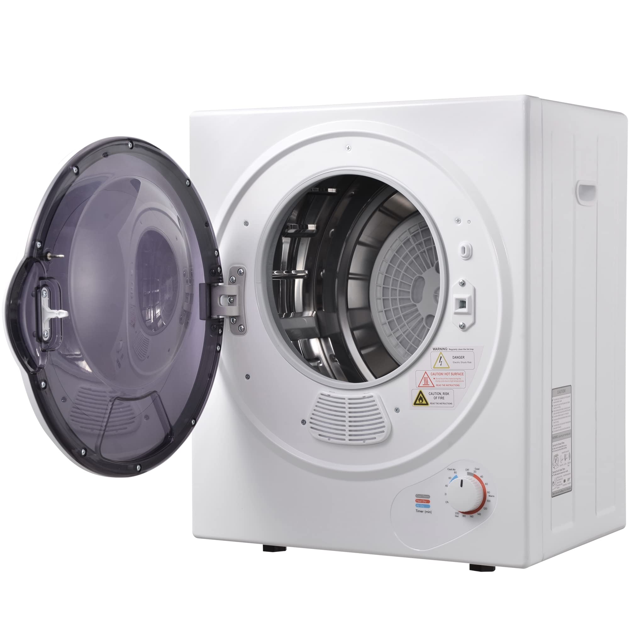 Merax Mini dryer, 2,5 kg, può essere montato a parete, timer da 200 minuti, doppi filtri, riscaldamento in ceramica PTC, acciaio inox, protezione da surriscaldamento, temperatura di asciugatura fino a