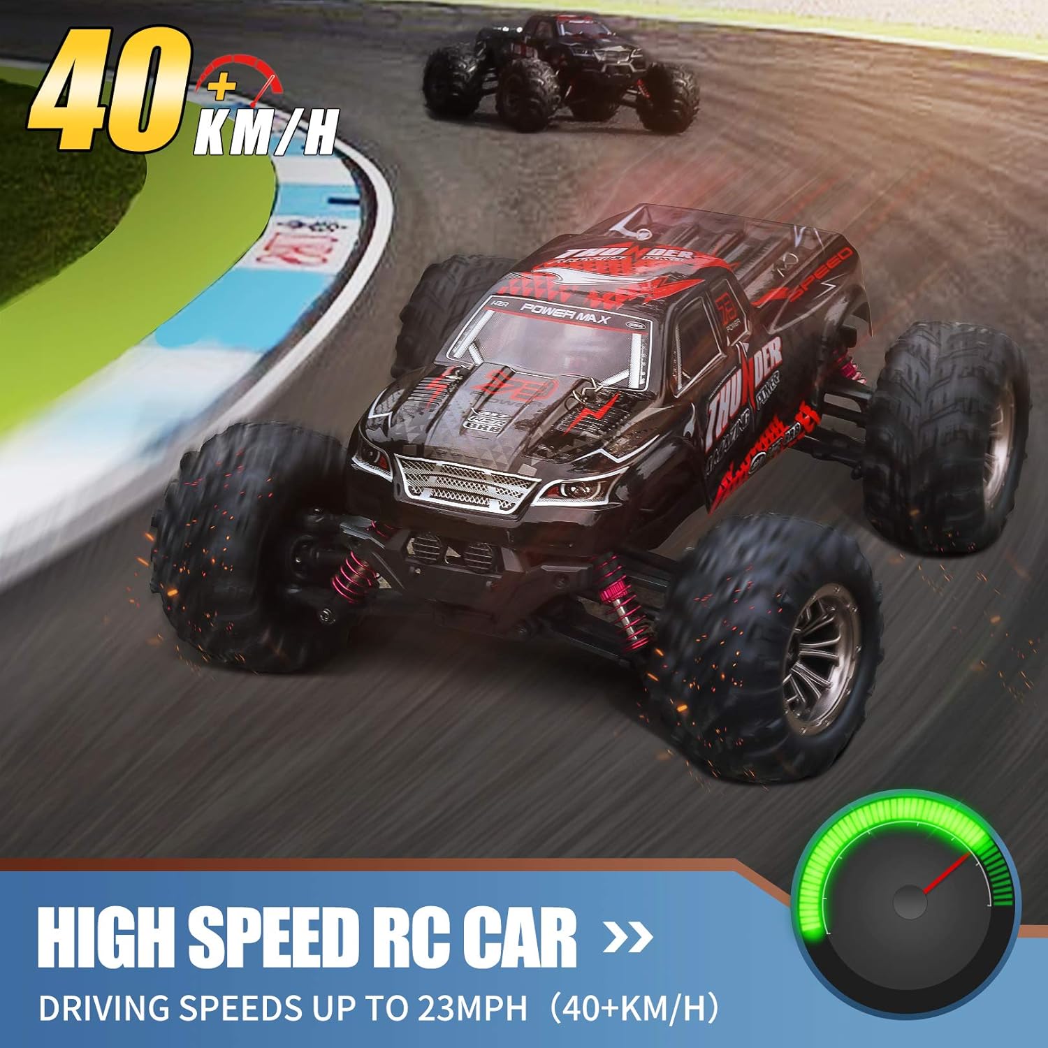 🛒 Crazy Deals RC Cars for Adults 40KM/H High Speed Remote Control Car 1:16 Rc Truck 4WD Off Road RC Monster Truck 2.4GHz Racing Car Toy All Terrain Vehicle w/2 Rechargeable Batteries Toys/Gifts for Boys,Kids