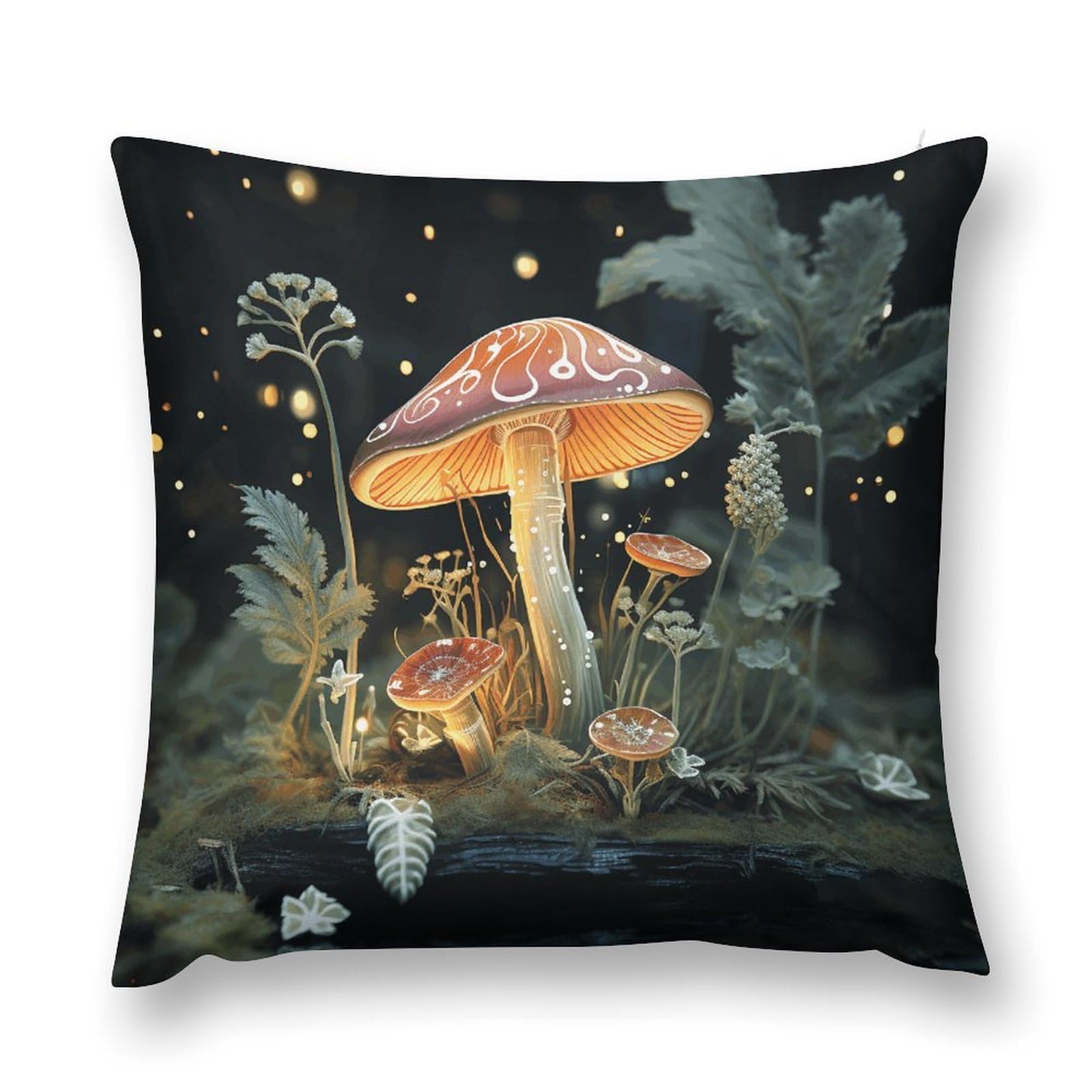 VstaDank Butterfly Mushroom Throw Pillow Cover with Hidden Zipper Farmhouse Couch Pillow Cover Cozy Soft Short Plush Cushion Case Fashion Square Decorative Pillow Cover for Living Room