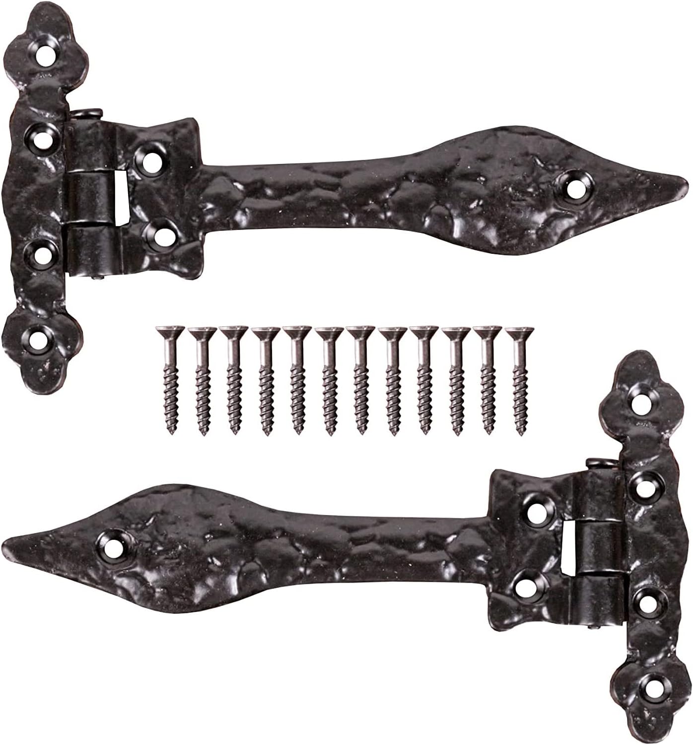 Black Antique Style Door Hinges 6-Inch Fancy Vintage Door Hinges for Internal External Doors Old Fashioned Gate Shed T Tee Strap Hinges for Cupboards Wardrobe (Pack of 2).