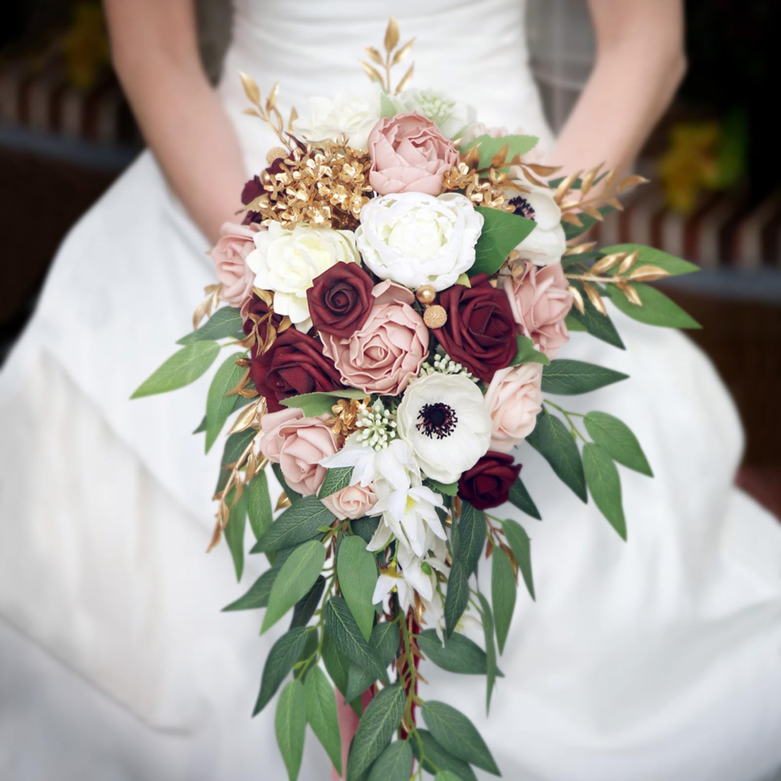 HJRegaFimu Wedding Bridal Bouquet Artificial Rose Flowers Fake Silk Roses Bridesmaid Bouquets For Decoration