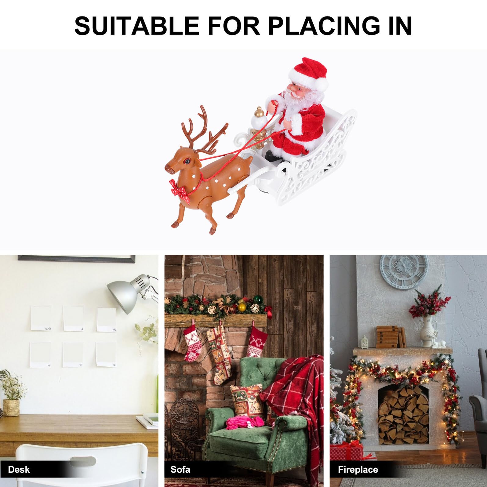 Decorazione Natalizia Babbo Natale Renna Elettrico Statuetta da Tavolo per Feste di Natale Ornamento Creativo Resistente per