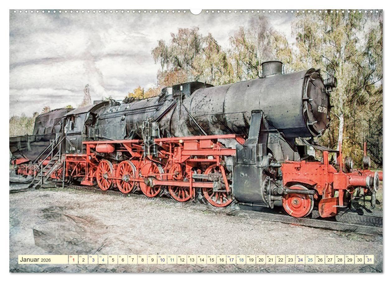 Dampfloks - eindrucksvolle Lokomotiven (hochwertiger Premium Wandkalender 2026 DIN A2 quer), Kunstdruck in Hochglanz: Dampfloks für Lokfans (CALVENDO Mobilitaet)