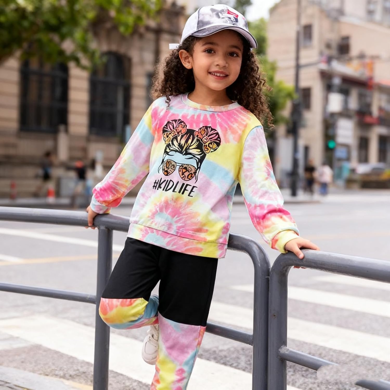 Kids Toddler Girls Clothes Figure Graphic Drop Shoulder Top Pullover Spotted Print Pants Fall Winter Outfit Set - Image 4