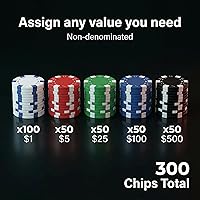 Vista 3 de Texas Hold'em Juego de fichas de póquer de 200 piezas con estuche de transporte de aluminio y chips de peso profesional más 5 dados de póquer