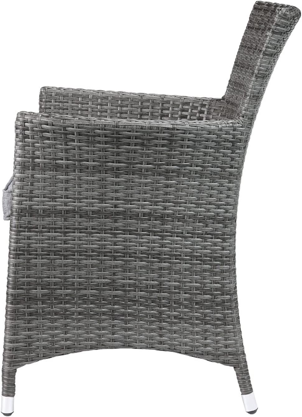 Gray Fabric & Gray Wicker Patio Bistro Set, 3-Piece Patio Furniture Sets Outdoor Wicker Rattan Sectional Sofa Coffee Table with Tempered Glass for Garden Balcony Backyard Yard Poolside (Grey) (Grey)