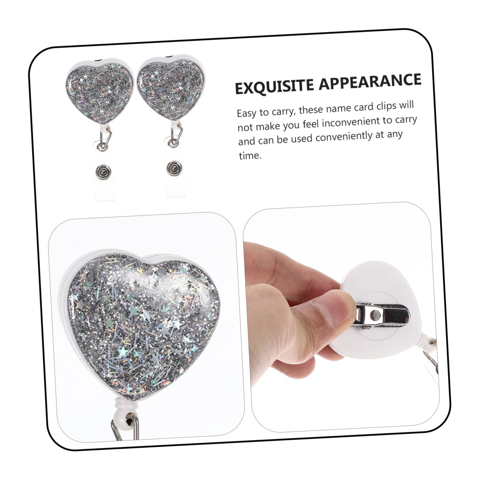 SHINEOFI 10 Piezas pergamino de insignia tarjetero tarjetas visita tarjetero para tarjetas de visita tarjeteros decoración del corazón carretes de identificación cordón colgante abdominales