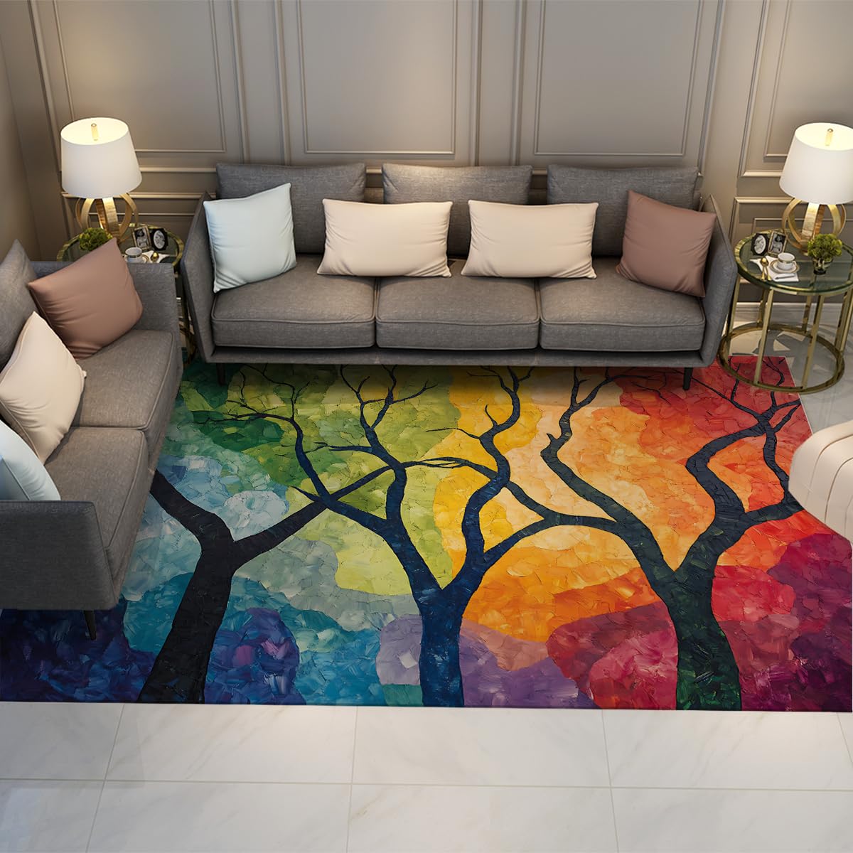 Tapis facile à nettoyer avec dos antidérapant pour maison active