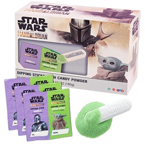 Miniatura 1 de Star Wars Lick & Dip Mandalorian - Palitos de inmersión con polvo de caramelo, caramelos compartibles envueltos individualmente para fiestas de