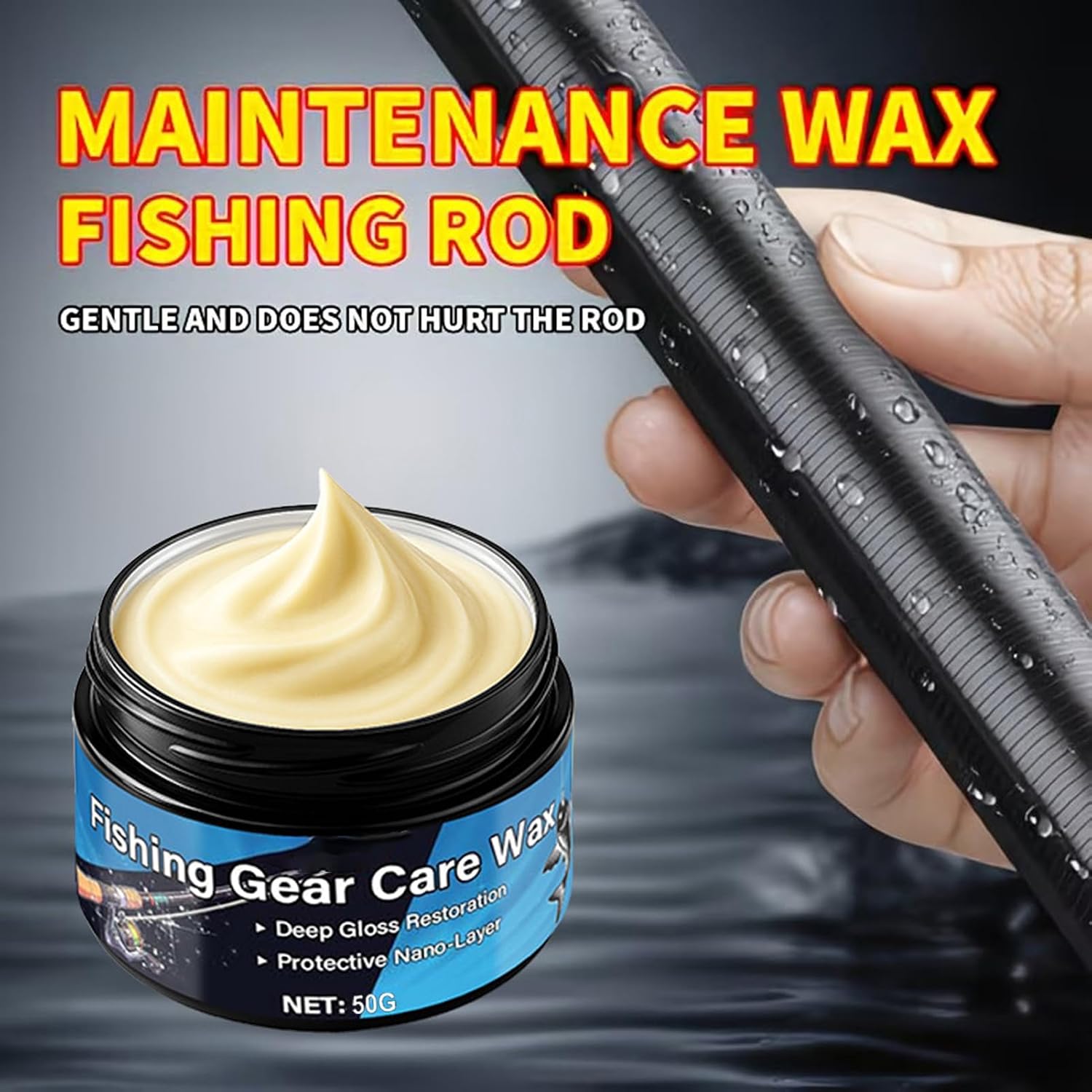 Fishing Rod Compound - Protective Wax for Anglers Smooth Casting Rust Prevention Moisture Barrier Fast Cleaning 50g Gear Maintenance Easy Application Durable Long Lasting Fishing Equipment Care