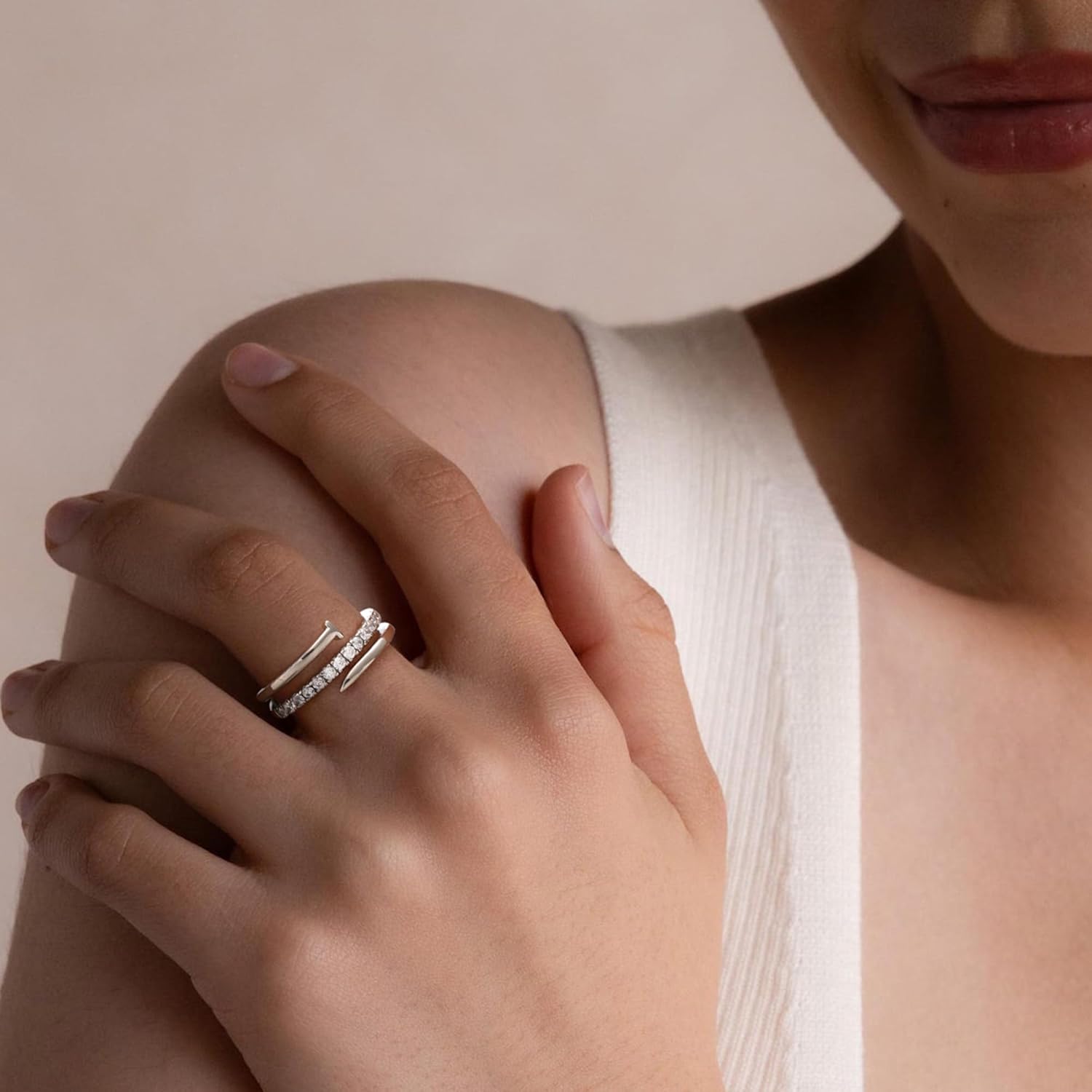 Fashion Stackable Rings for Women Silver Eternity Band Three Rows Rings Gifts for Her Mom Friend Size 5-10 - Image 4