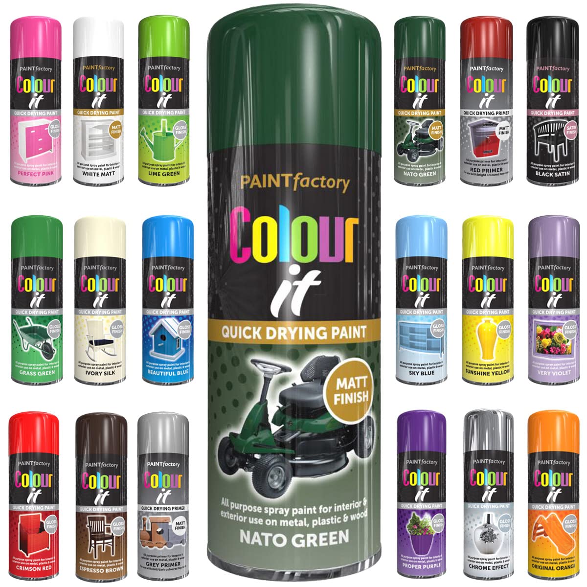 Classic Signature Green Nato - 1 X All Purpose Nato Green Aerosol Spray Paint 400Ml Quick Drying Spray,Fast Dry And Excellent Coverage For Metal, Wood, Plastic And More