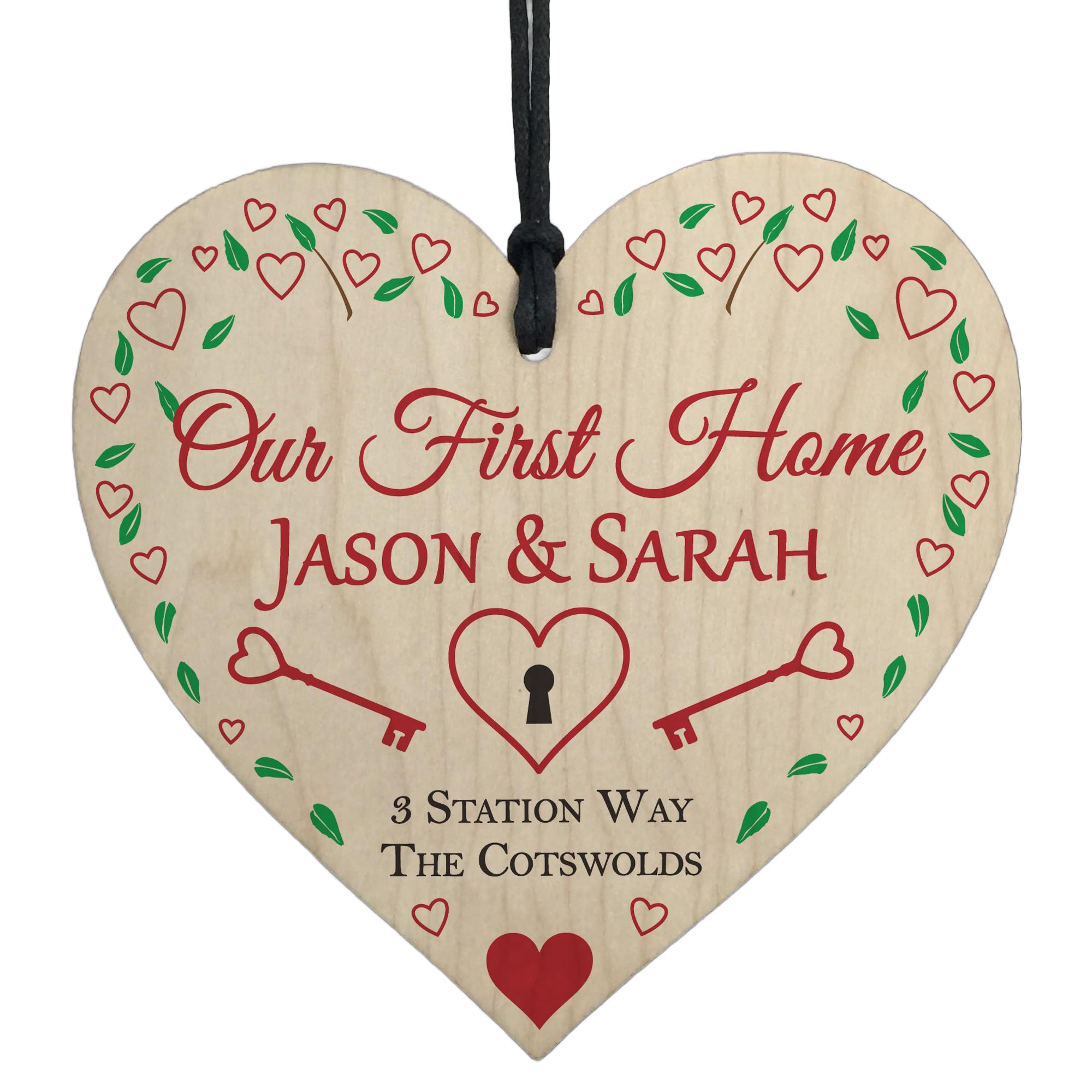 Red Ocean Personalised Our First Home House Warming Wood Hanging Plaque Couples Gift Address Sign