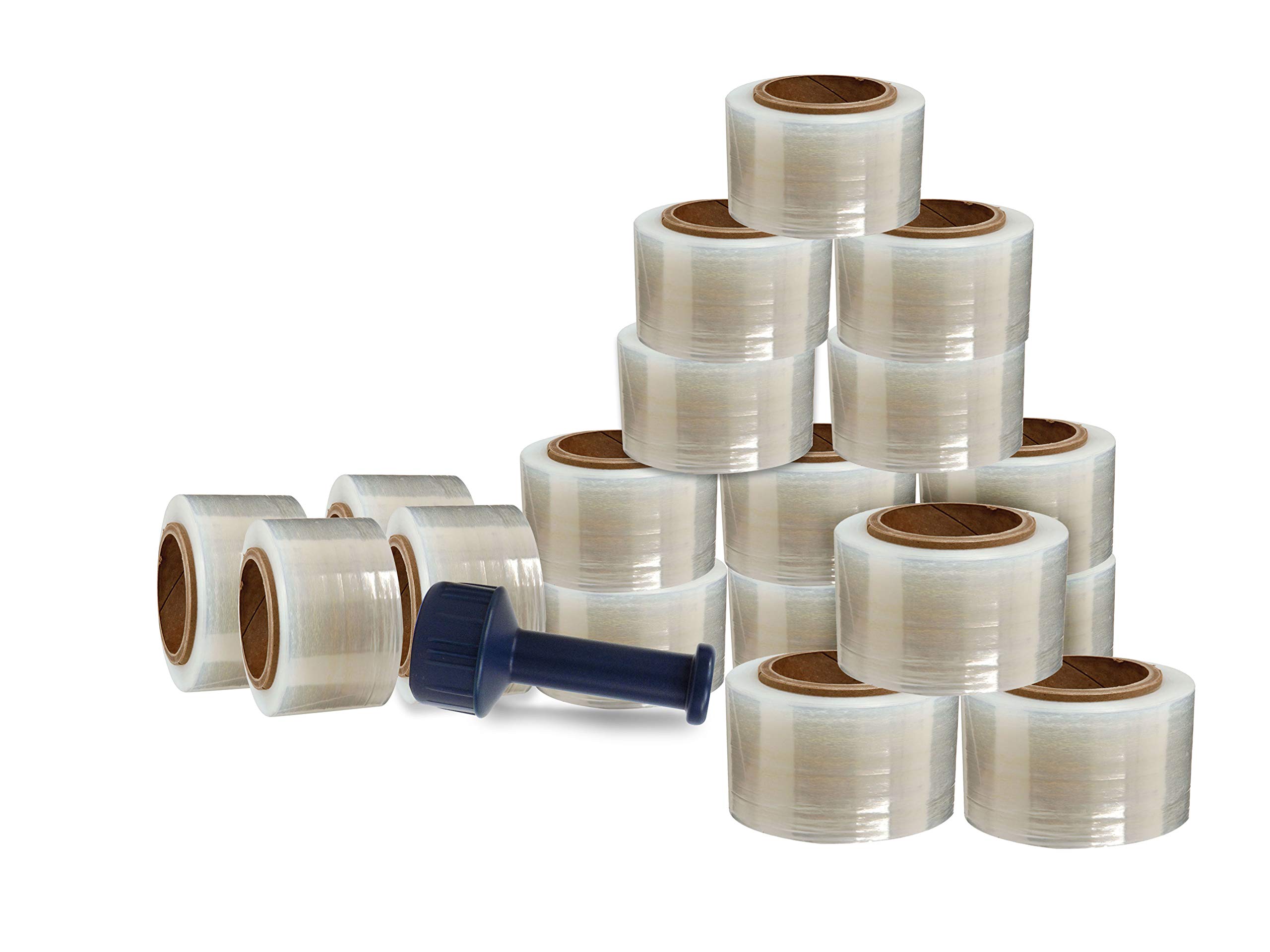 WOD SFCB80 Heavy Duty Hand Stretch Film Wrap 80 Gauge Thick with Dispenser - Clear Shrink Wrap Ideal for Moving, Packing, &amp; Palletizing Applications: 3" in. x 1000 Ft (18-Rolls)