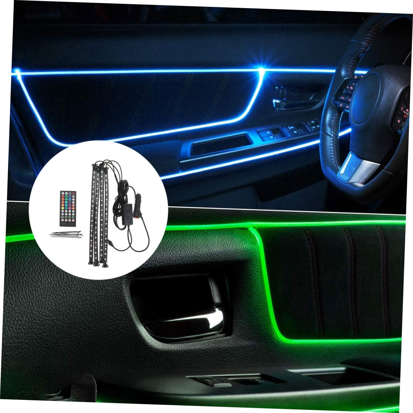 Alipis Car Interior LED Strip Light Kit with Remote Control Multicolor Lighting for Stylish Decoration Mode Easy Installation Compatible with All Vehicles