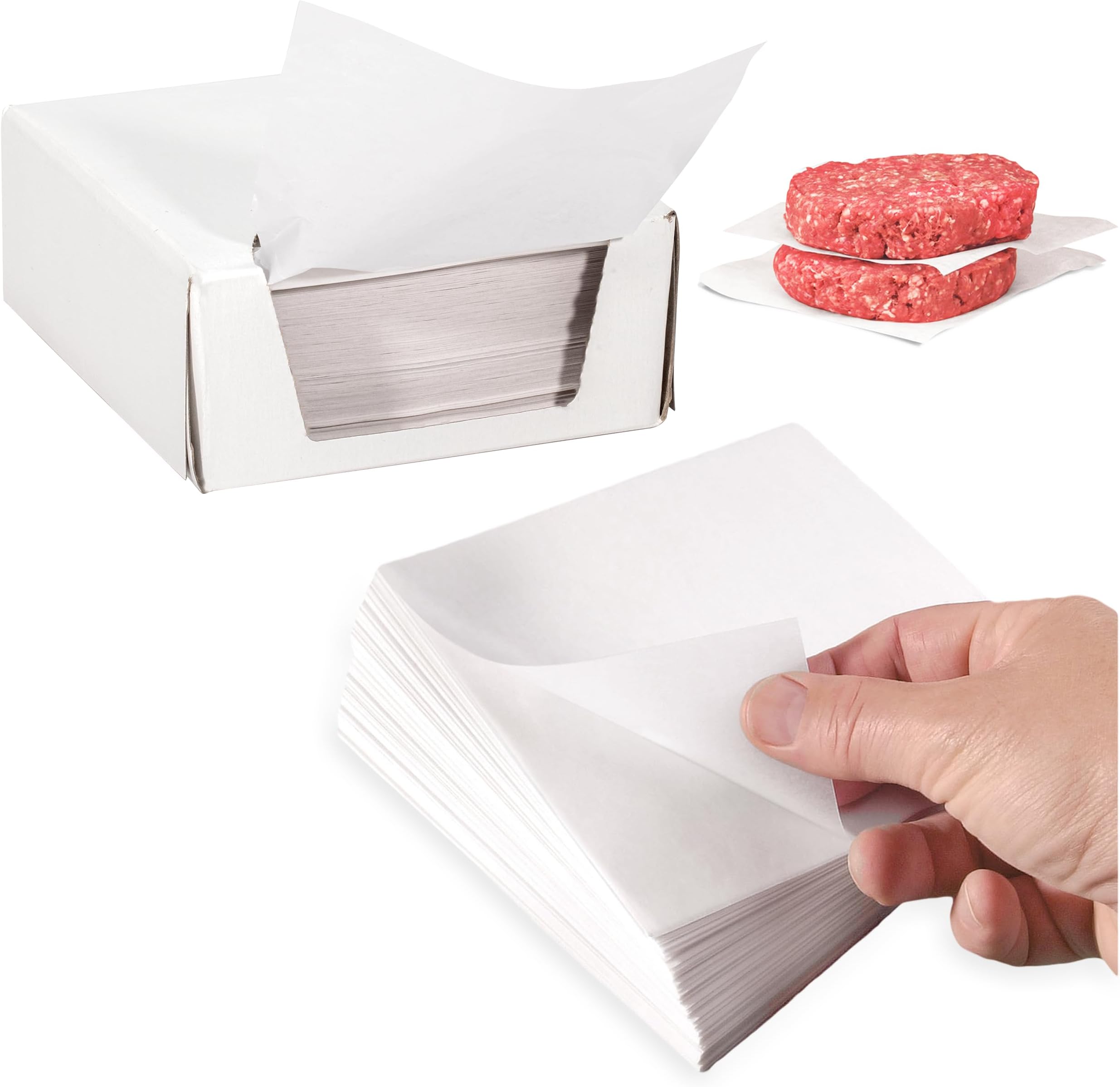 [2000 Pack] 4.75x5” Hamburger Patty Parchment Paper Sheets - Wax Coated Square Liners for Food Deli, Meat Butcher and Cheese Press, Restaurant Grade