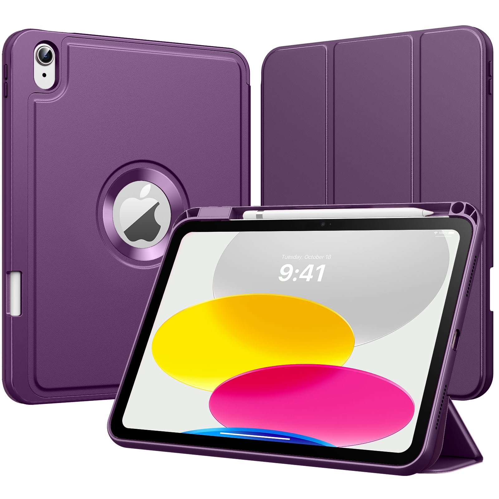 MoKo for iPad (A16) 11th Generation 2025 11-inch/10th Generation 10th 2022 10.9 inch Case with Pencil Holder, Smart Trifold iPad Case with Soft TPU