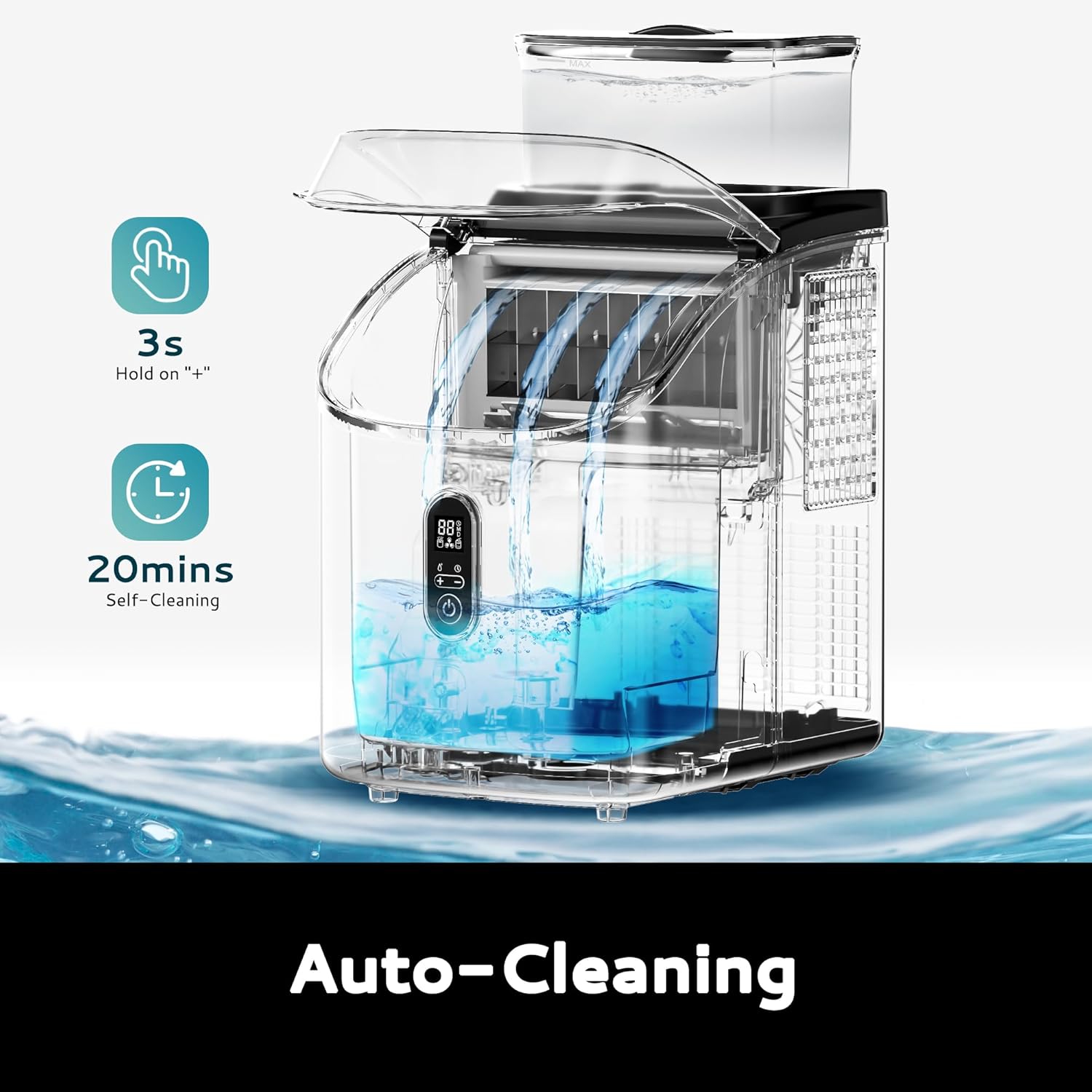 Black Portable Countertop Ice Maker with External Water Tank