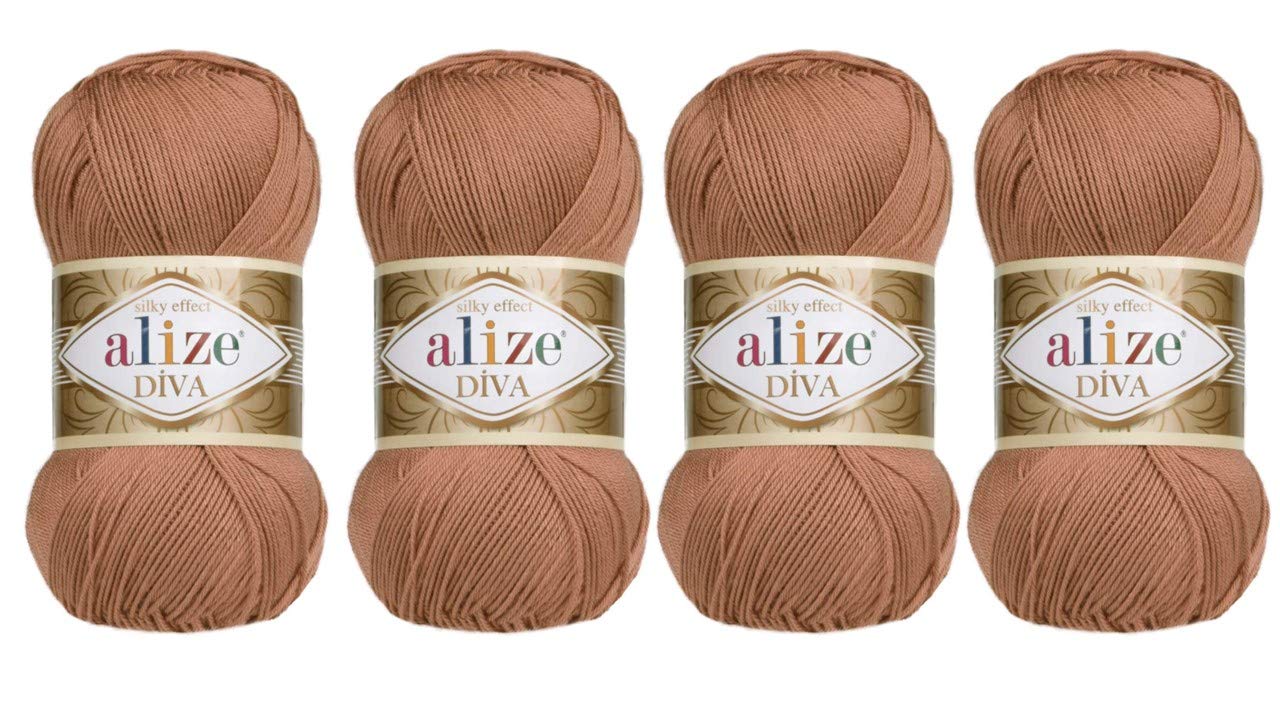 Alize 4 Balls Hand Knitting Yarn 100% Microfiber Acrylic Yarn Diva Silk Effect Thread Crochet Art Lace Craft Lot of 4 skeins 400gr 1532yds (261)