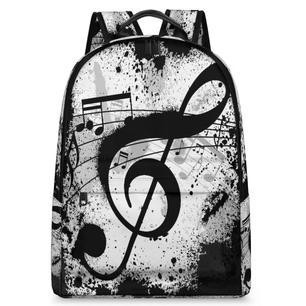 TropicalLife Noten-Rucksack für Herren, Damen, Kinder, Mädchen, Jungen, schwarzer Musiknoten-Rucksack, großes Fassungsvermögen, 23,5 l, Rucksack, Schule, Büchertasche, Reisen, lässig, Laptop-Tasche,