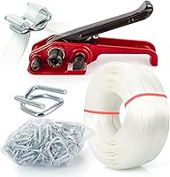 Vista 1 de Kit de flejado de embalaje resistente, Herramienta de flejado de embalaje de paletización, 3/4" x 320' juego de flejes de cable tejido, 2000 libras