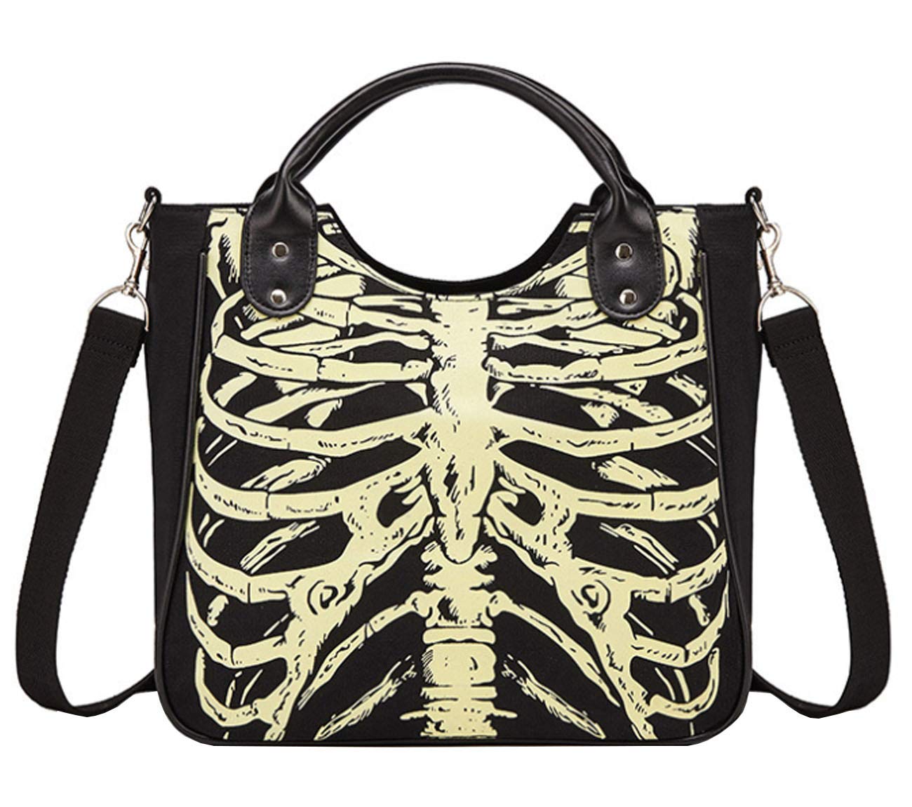 RainboSee Women Punk Rivet Handbag Purse Canvas Tote Shoulder Crossbody Bag Large Capacity Satchel