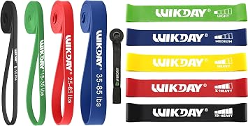 WIKDAY Resistance Bands Set of 10 Exercise Loop Bands with Door Anchor for Pull Ups & Body Stretching, Crossfit Training at Home/Gym for Men & Women