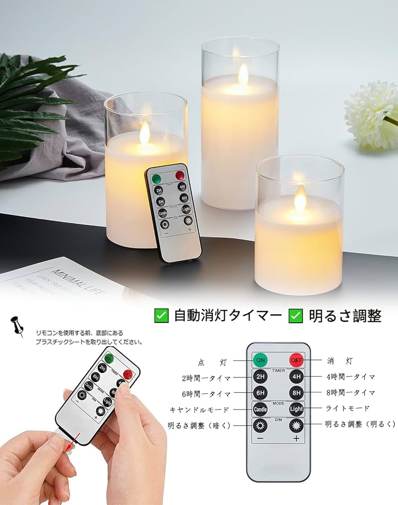 Amazon.co.jp : AnnTec LEDキャンドルライト クリアガラスホワイト