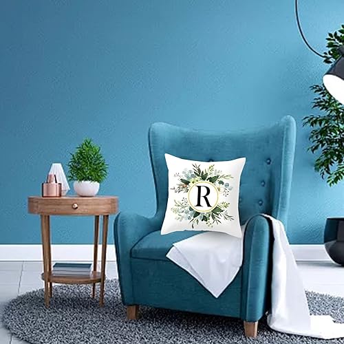 Miniatura 2 de Fundas de almohada con monograma de letra R y diseño floral, fundas de almohada decorativas con inicial, fundas de almohada del alfabeto, fundas de