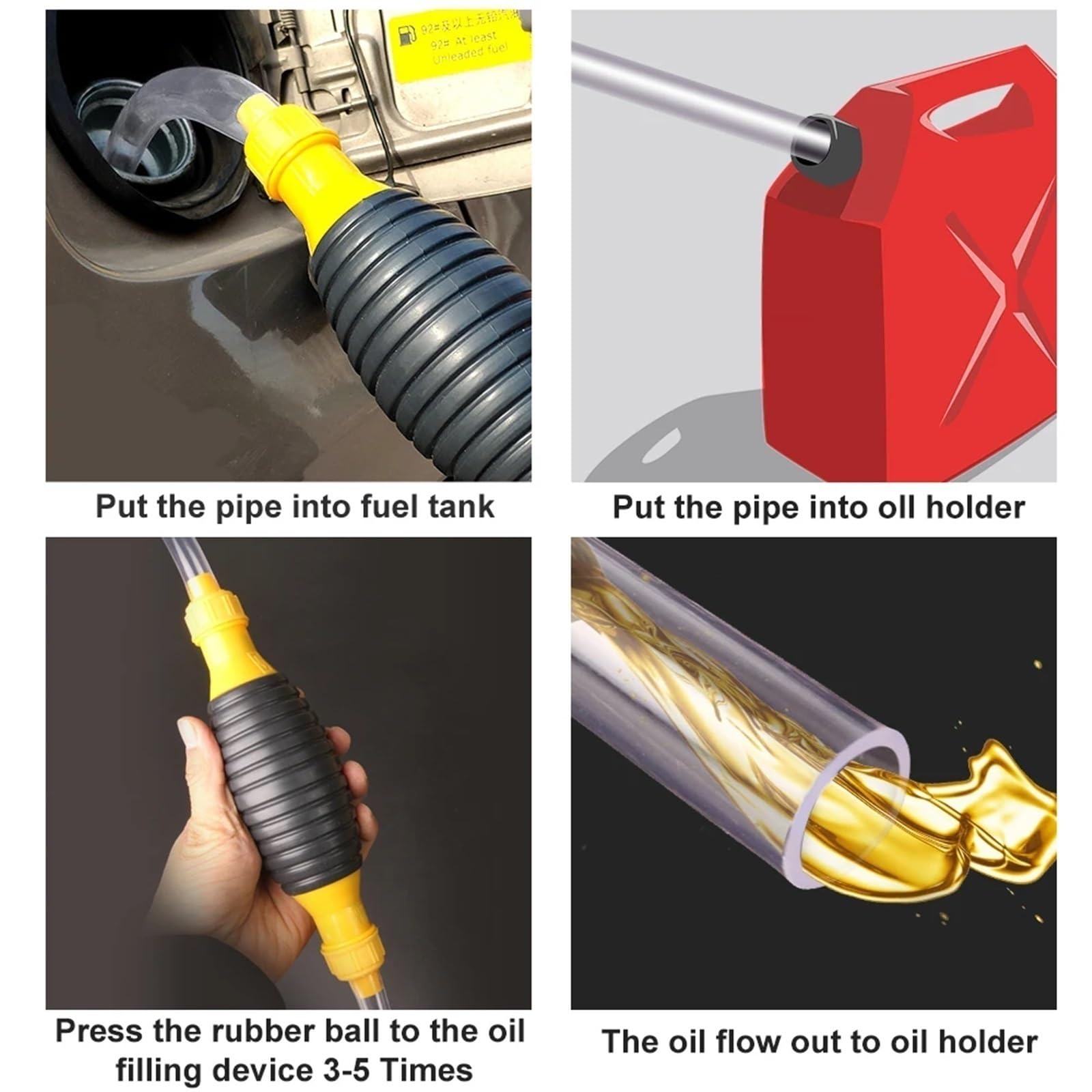 Handkraftstoffpumpe, Auto-Kraftstofftank-Sauger, Öltransfer-Kraftstoffpumpe, Benzin, Flüssigkeit, manuelle Pumpe, Siphon, Kraftstoffsparer for Gas, Benzin (Size : Set A) Auto & Motorrad