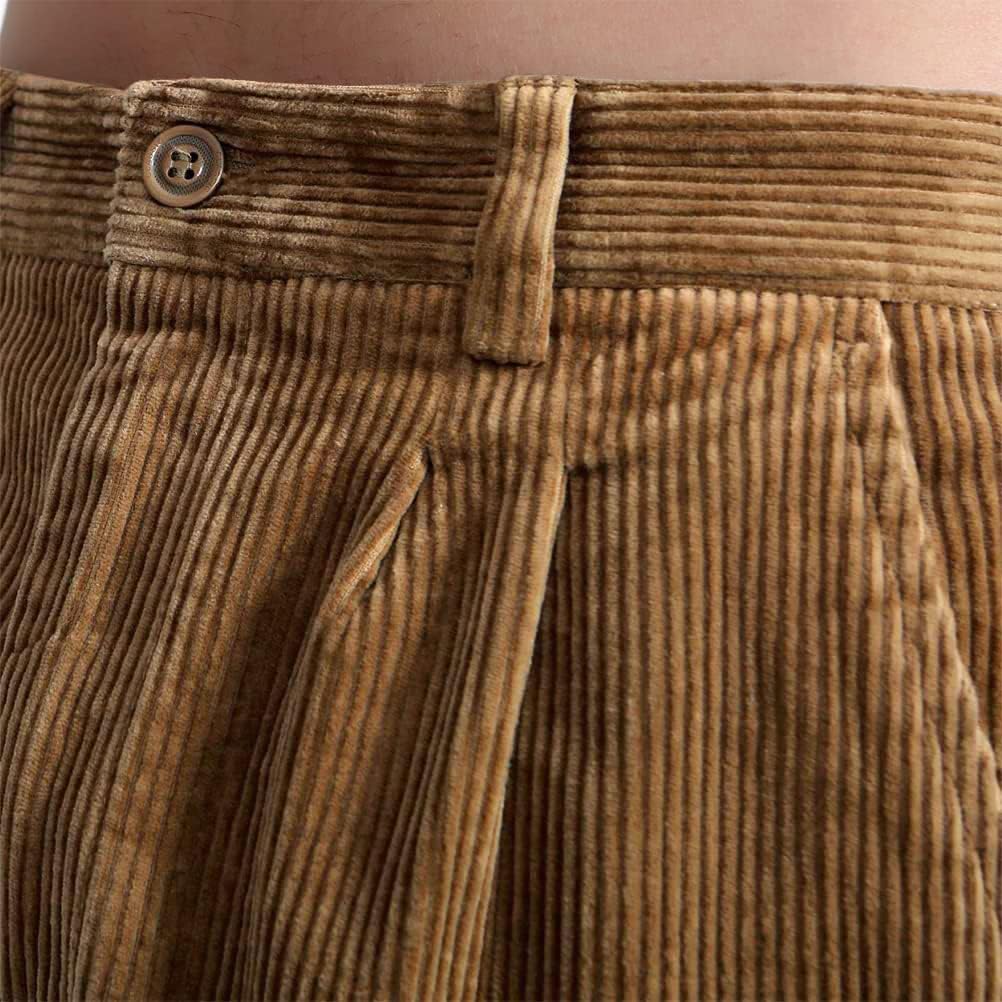 IDEALSANXUN Mens Corduroy Pants Casual Straight Leg Pleated Dress Pants - Image 5
