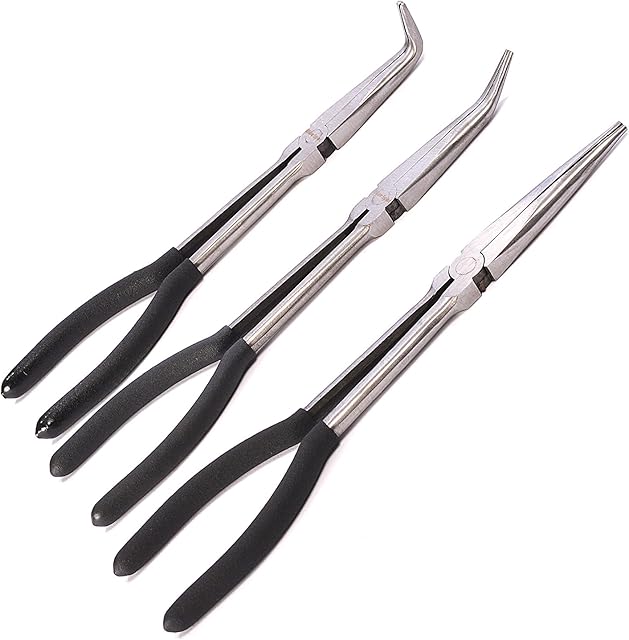 Blue Spot Tools 08185 3 Piece Tools 3Pce Long Reach Plier Set, Silver