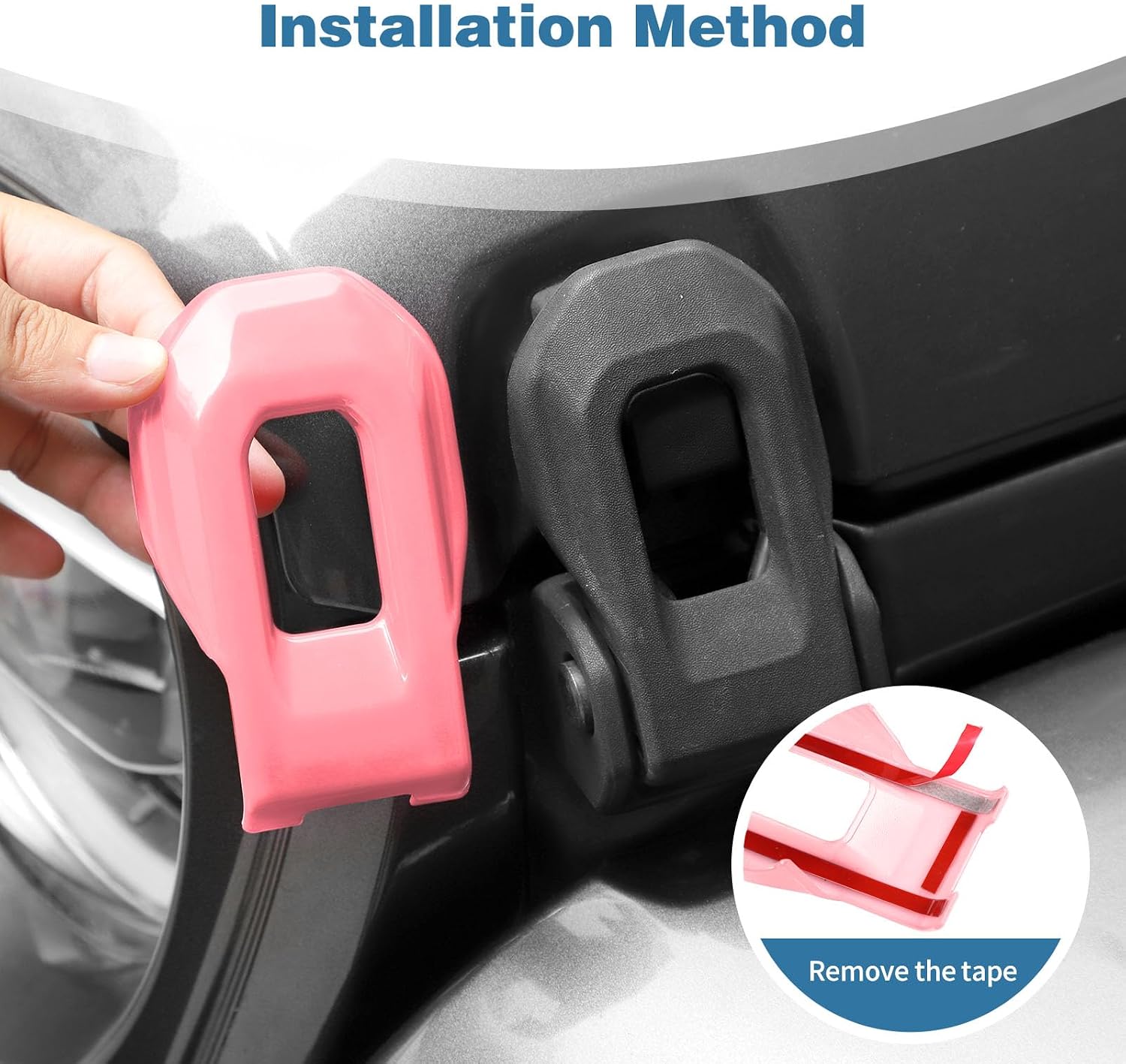 for Jeep JL Hood Decal Latch Trim Cover Fit for Jeep Wrangler JL JLU 2018-Present for Gladiator JT 2020-Present Pink Exterior Accessories 4pcs