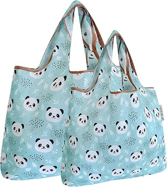 Bowbear Foldable Nylon Reusable Shopping Grocery Bag Set of 2, Colorful Paisley