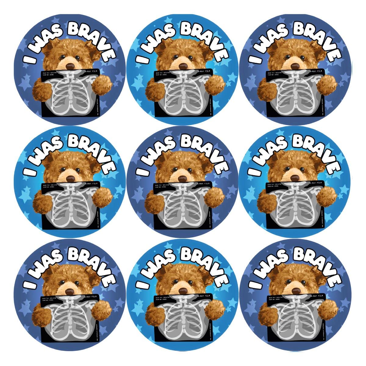 144 Bear Bones Bravery - 30mm Glossy Reward Stickers for Teachers & Parents