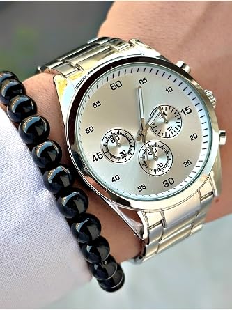 zel Tasar m Premium Seri Metal Kordon Rakaml  Erkek Kol Saati-Bileklik Hediyeli