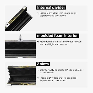 Woodgrain Design 1 Piece Luxury Metal Snooker & Pool Cue Case | Holds 2x 1 Piece Cue, Foam Interior for Added Protection, Durable Aluminium Body