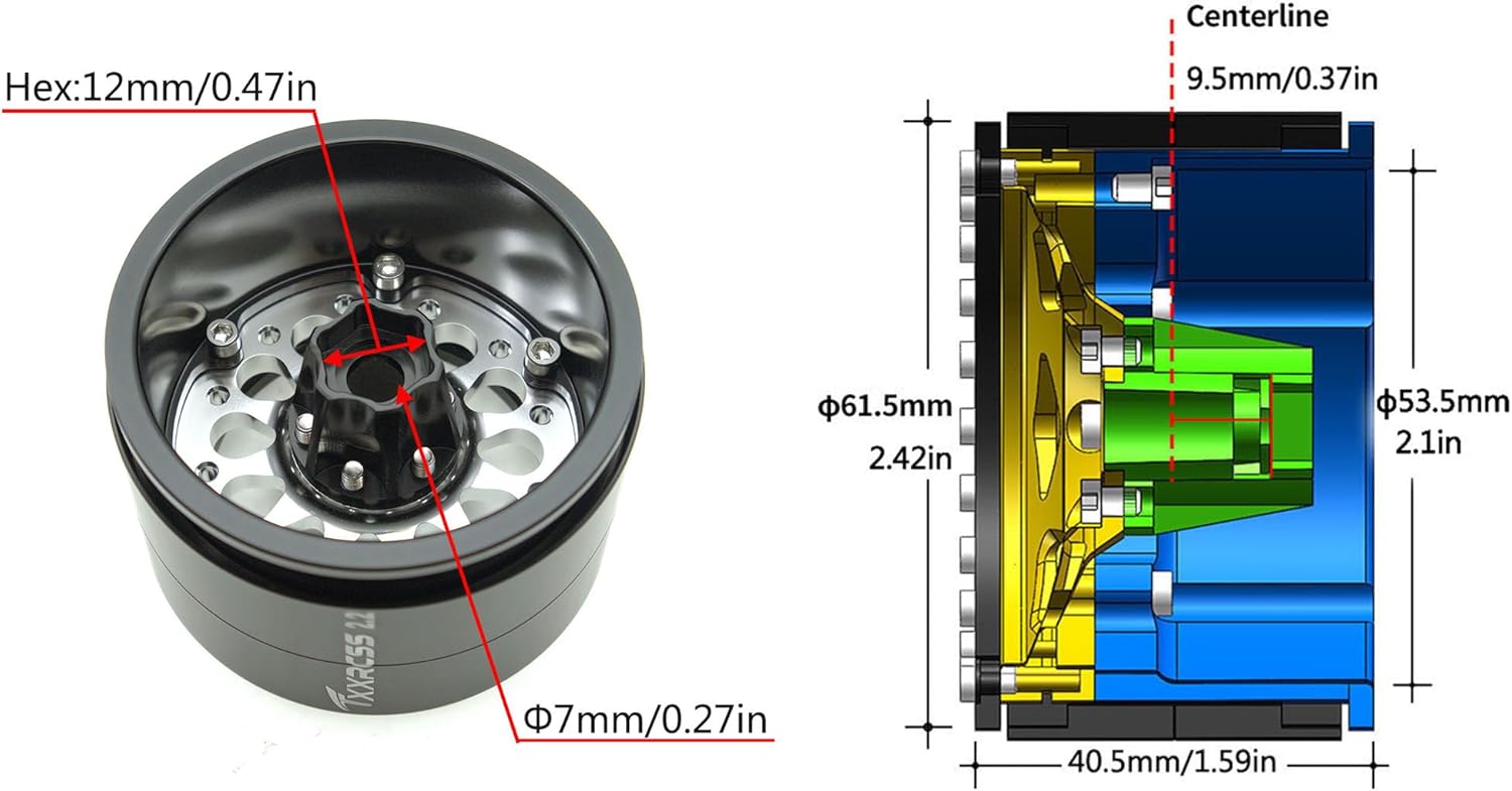 RC 2.2 Aluminum Alloy Beadlock Wheels and Tires Upgrades Accessories Rims for 1/10 SCX10 TRX4RC4WD and D90 RC Crawler Axial Remote Control Car (4pc) (Silver)