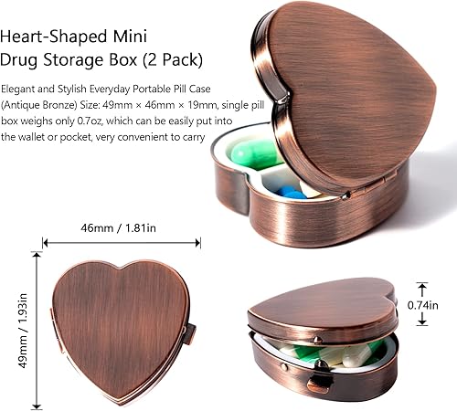 Miniatura 3 de Caja de almacenamiento portátil de metal simple Mini caja de medicina (cobre antiguo)