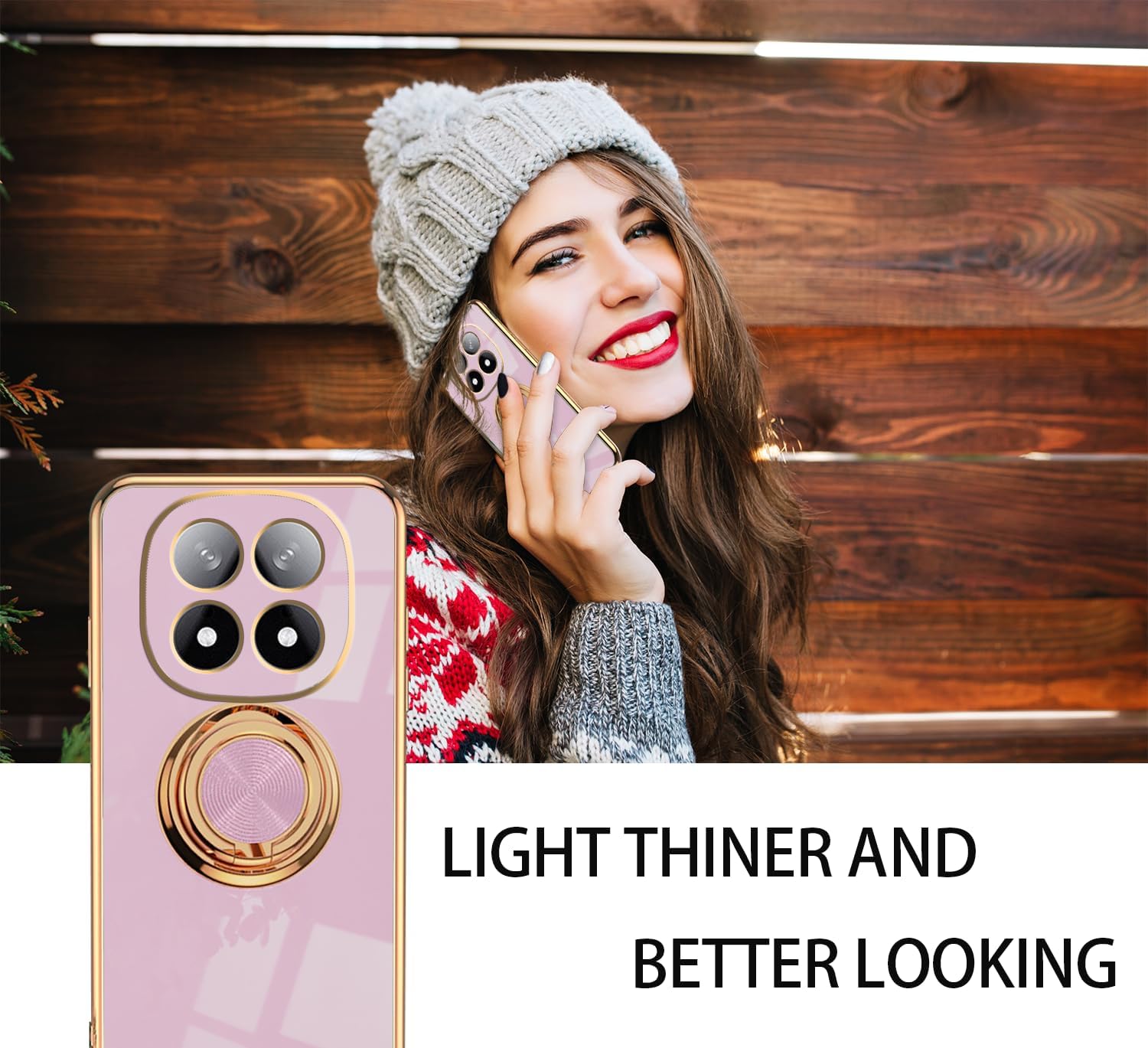 for Xiaomi Redmi Note 14 Pro 5G Case with Magnetic Stand, Phone Case for Redmi Note 14 Pro 5G Silicone with Ring Holder Shockproof Fundas Slim Thin Luxury Plating Bumper Cover (Purple) - Image 5